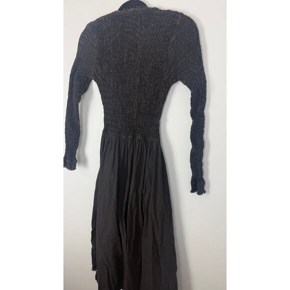 Sea New York Womens Casey Long Sleeve Raw Hem Fit & Flare Black Midi Dress 2 - Picture 7 of 11